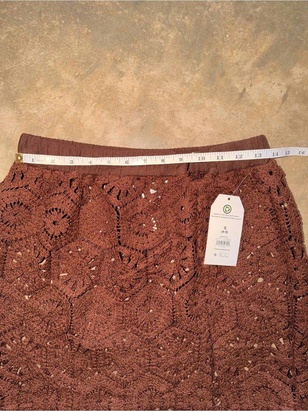 Time and Tru Brown Crochet Swim Cover Up Skirt Side Slit NWT Small - Picture 6 of 9
